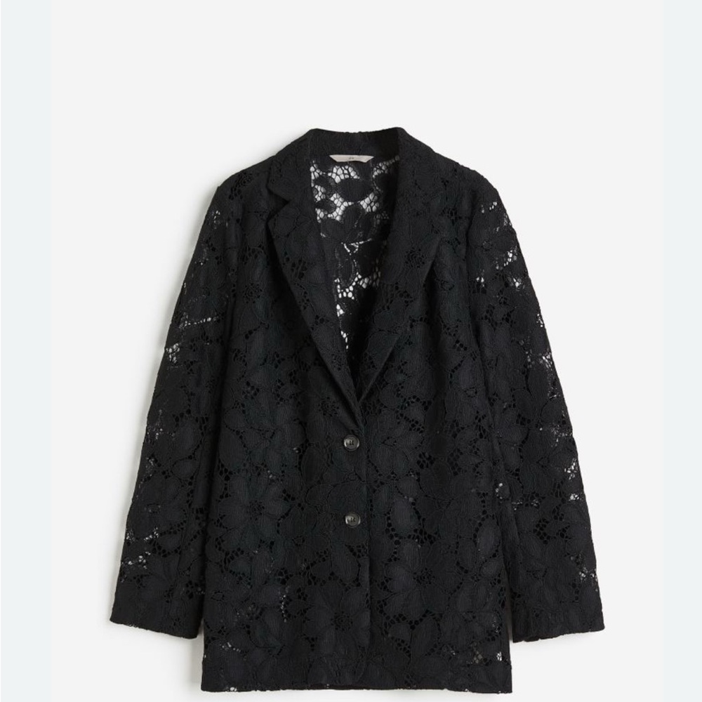 H&M black lace blazer set